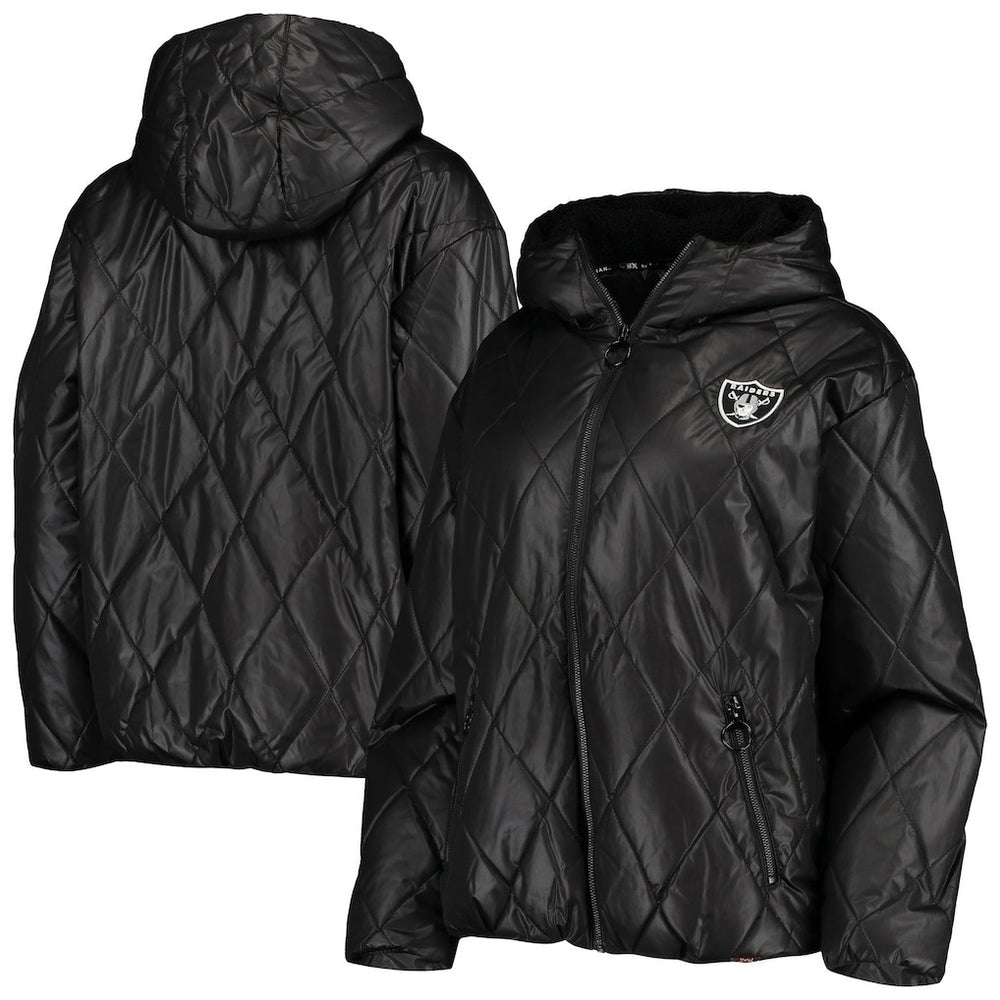 Las Vegas Raiders MSX by Michael Strahan Women's Charlotte Full-Zip Hoodie Puffer Jacket Black