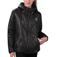 Las Vegas Raiders MSX by Michael Strahan Women's Charlotte Full-Zip Hoodie Puffer Jacket Black
