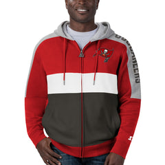 Tampa Bay Buccaneers Starter Playoffs Color Block Full-Zip Hoodie Red/Pewter