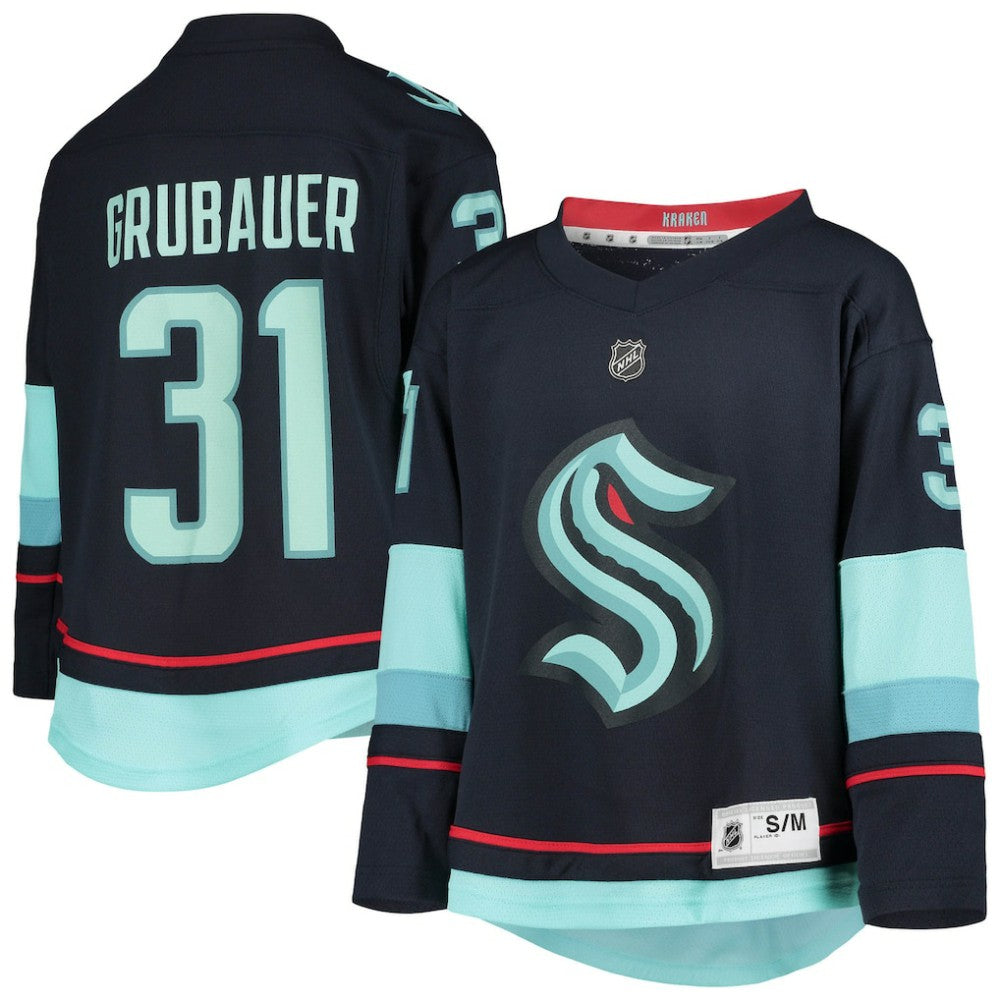 NHL Philipp Grubauer Seattle Kraken Youth Home Replica Player Jersey - Deep Sea Blue