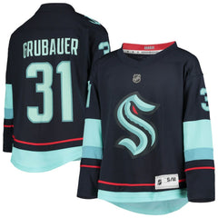 NHL Philipp Grubauer Seattle Kraken Youth Home Replica Player Jersey - Deep Sea Blue