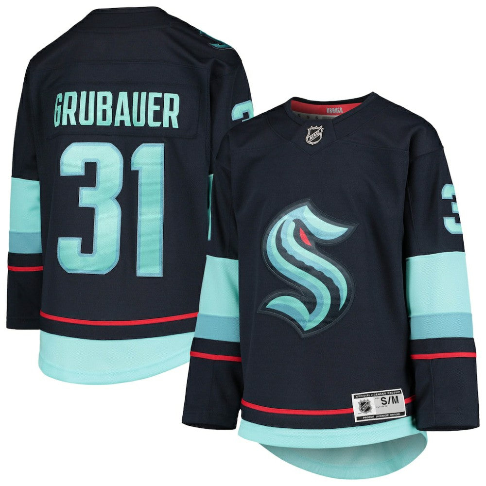 NHL Philipp Grubauer Seattle Kraken Youth Home Premier Player Jersey - Deep Sea Blue