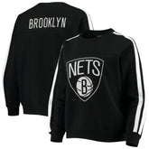 Brooklyn Nets The Wild Collective Women's Perforated Logo Pullover Sweatshirt Black