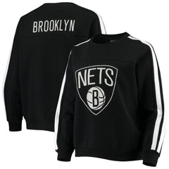 Brooklyn Nets The Wild Collective Women's Perforated Logo Pullover Sweatshirt Black