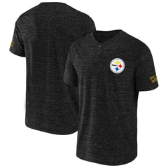 Pittsburgh Steelers NFL x Darius Rucker Collection Slub Henley T-Shirt Black