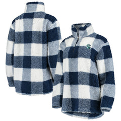 NHL Seattle Kraken G-III 4Her by Carl Banks Women's Plaid Sherpa Quarter-Zip Jacket - Deep Sea Blue/White