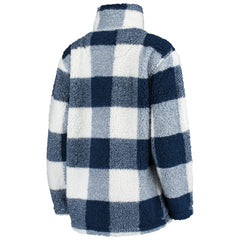 NHL Seattle Kraken G-III 4Her by Carl Banks Women's Plaid Sherpa Quarter-Zip Jacket - Deep Sea Blue/White