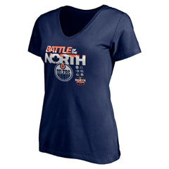 NHL Edmonton Oilers Women's Battle of the North V-Neck T-Shirt - Navy