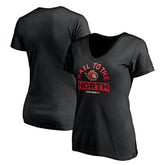 NHL Ottawa Senators Women's Hail to the North V-Neck T-Shirt - Black