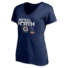 NHL Winnipeg Jets Women's Battle of the North V-Neck T-Shirt - Navy