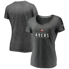 San Francisco 49ers Women's League Leader Space Dye V-Neck T-Shirt Charcoal