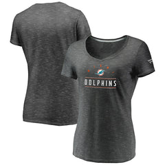Miami Dolphins Women's League Leader Space Dye V-Neck T-Shirt Charcoal