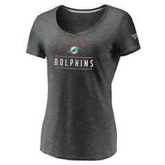 Miami Dolphins Women's League Leader Space Dye V-Neck T-Shirt Charcoal
