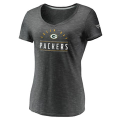 Green Bay Packers Women's League Leader Space Dye V-Neck T-Shirt Charcoal