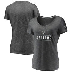 Las Vegas Raiders Women's League Leader Space Dye V-Neck T-Shirt Charcoal