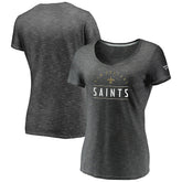 New Orleans Saints Women's League Leader Space Dye V-Neck T-Shirt Charcoal