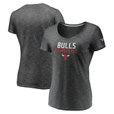 Chicago Bulls Women's Double-Fade Space-Dye V-Neck T-Shirt Charcoal