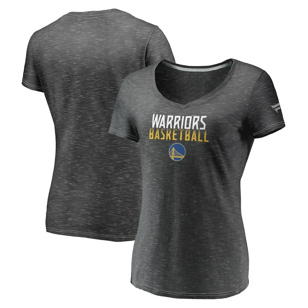 Golden State Warriors Women's Double-Fade Space-Dye V-Neck T-Shirt Charcoal