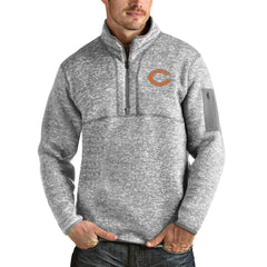 Chicago Bears Antigua Fortune Quarter-Zip Pullover Jacket Heathered Gray