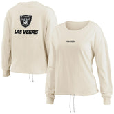 Las Vegas Raiders WEAR by Erin Andrews Women's Long Sleeve Crop Top Shirt Oatmeal