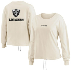 Las Vegas Raiders WEAR by Erin Andrews Women's Long Sleeve Crop Top Shirt Oatmeal