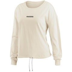 Las Vegas Raiders WEAR by Erin Andrews Women's Long Sleeve Crop Top Shirt Oatmeal