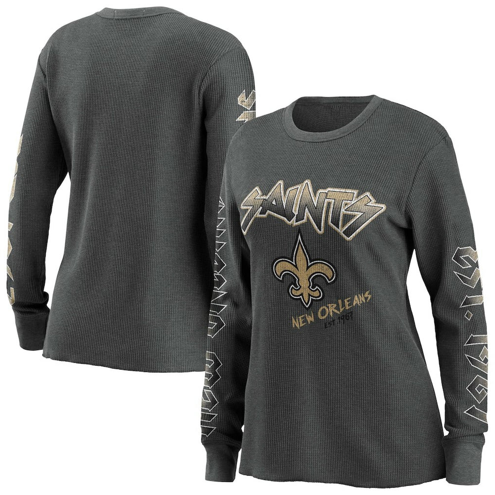 New Orleans Saints WEAR by Erin Andrews Women's Long Sleeve Thermal T-Shirt Gray