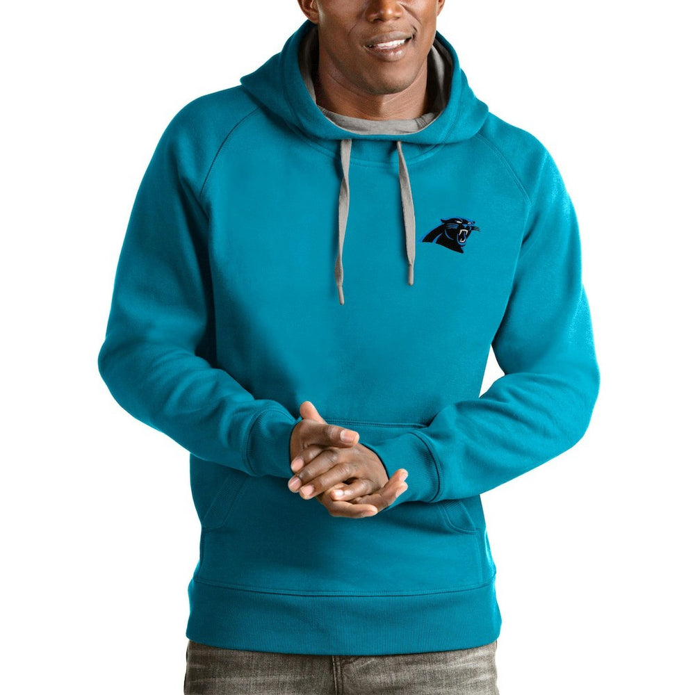 Carolina Panthers Antigua Logo Victory Pullover Hoodie Blue