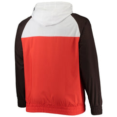 Cleveland Browns New Era Big & Tall League Raglan Quarter-Zip Hoodie Orange/Brown
