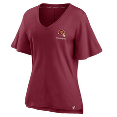 Washington Football Team Women's Southpaw Flutter V-Neck T-Shirt Burgundy