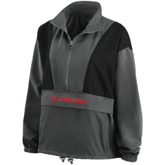 NHL Chicago Blackhawks WEAR by Erin Andrews Women's Popover Packable Half-Zip Jacket - Charcoal