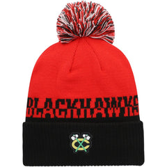 NHL Chicago Blackhawks adidas COLD.RDY Cuffed Knit Hat with Pom - Red/Black