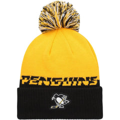 NHL Pittsburgh Penguins adidas COLD.RDY Cuffed Knit Hat with Pom - Yellow/Black