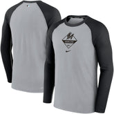 Miami Marlins Nike Game Authentic Collection Performance Raglan Long Sleeve T-Shirt - Gray/Black T-shirts