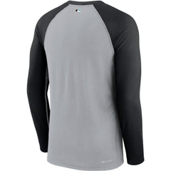 Miami Marlins Nike Game Authentic Collection Performance Raglan Long Sleeve T-Shirt - Gray/Black T-shirts