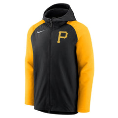 Pittsburgh Pirates Nike Authentic Collection Performance Raglan Full-Zip Hoodie - Black/Gold Hoodies