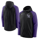 Colorado Rockies Nike Authentic Collection Performance Raglan Full-Zip Hoodie - Black/Purple Hoodies