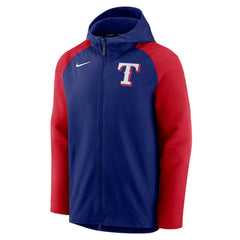 Texas Rangers Nike Authentic Collection Performance Raglan Full-Zip Hoodie - Royal/Red Hoodies