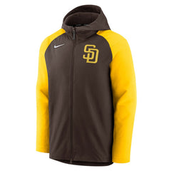 San Diego Padres Nike Authentic Collection Performance Raglan Full-Zip Hoodie - Brown/Gold Hoodies