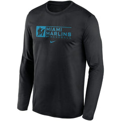 Miami Marlins Nike Authentic Collection Performance Long Sleeve T-Shirt - Black T-shirts
