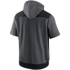 Chicago Cubs Nike Authentic Collection Dry Flux Performance Quarter-Zip Short Sleeve Hoodie - Heathered Charcoal/Black Hoodies