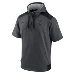 Minnesota Twins Nike Authentic Collection Dry Flux Performance Quarter-Zip Short Sleeve Hoodie - Heathered Charcoal/Black Hoodies