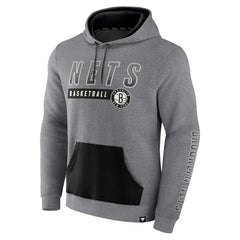 Brooklyn Nets Off The Bench Color Block Pullover Hoodie Heathered Gray