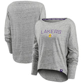 Los Angeles Lakers Women's Nostalgia Off-The-Shoulder Long Sleeve T-Shirt Heathered Gray