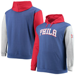 Philadelphia 76ers Big & Tall Double Contrast Pullover Hoodie Royal/Red