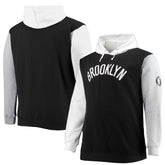 Brooklyn Nets Big & Tall Double Contrast Pullover Hoodie Black/White