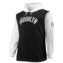 Brooklyn Nets Big & Tall Double Contrast Pullover Hoodie Black/White