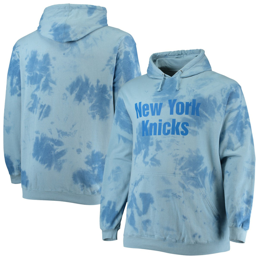 New York Knicks Big & Tall Wordmark Cloud Dye Pullover Hoodie Blue