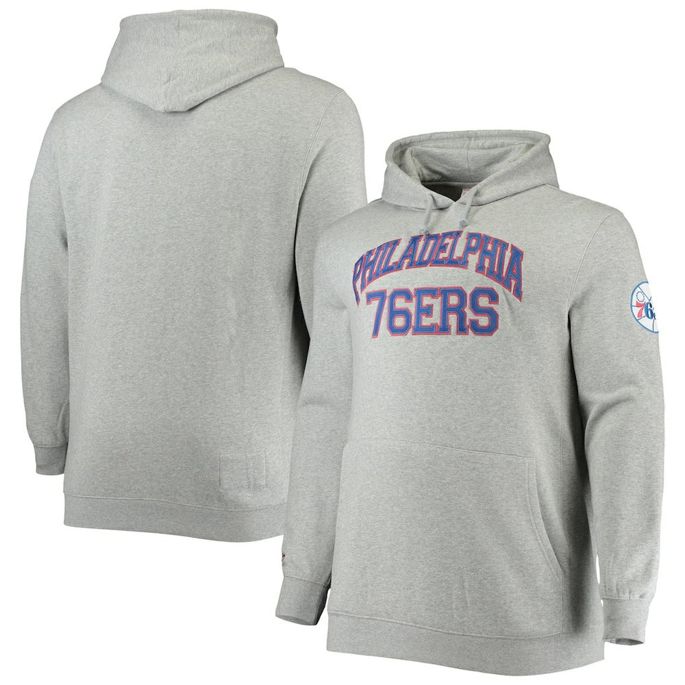 Philadelphia 76ers Hardwood Classics Big & Tall Throwback Pullover Hoodie Heathered Gray