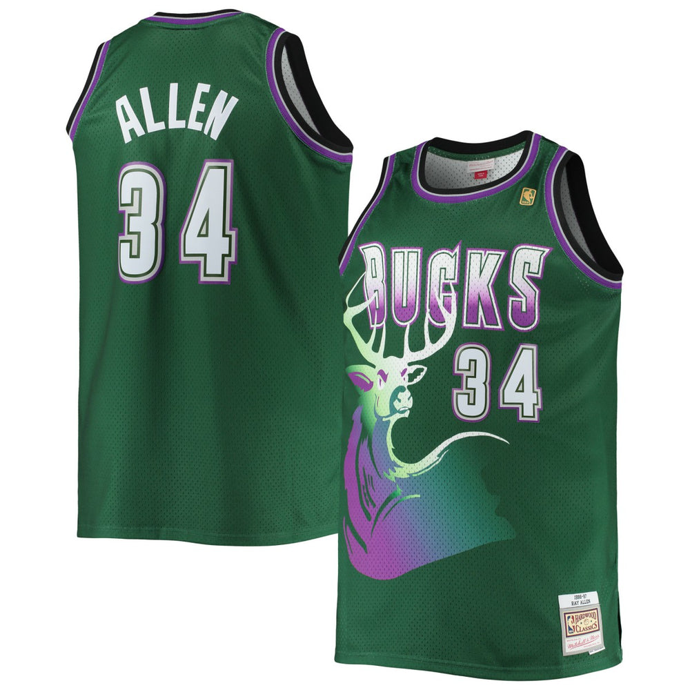NBA Ray Allen Milwaukee Bucks Big & Tall 1996/97 Hardwood Classics Swingman Jersey - Hunter Green